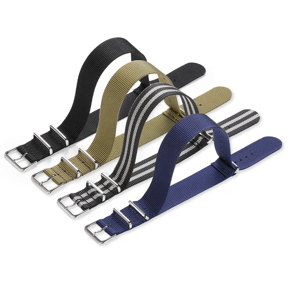 OEM Custom 12mm 14mm 16mm 18mm 20mm 22mm 24mm Striped  Strap Nylon Watch Band