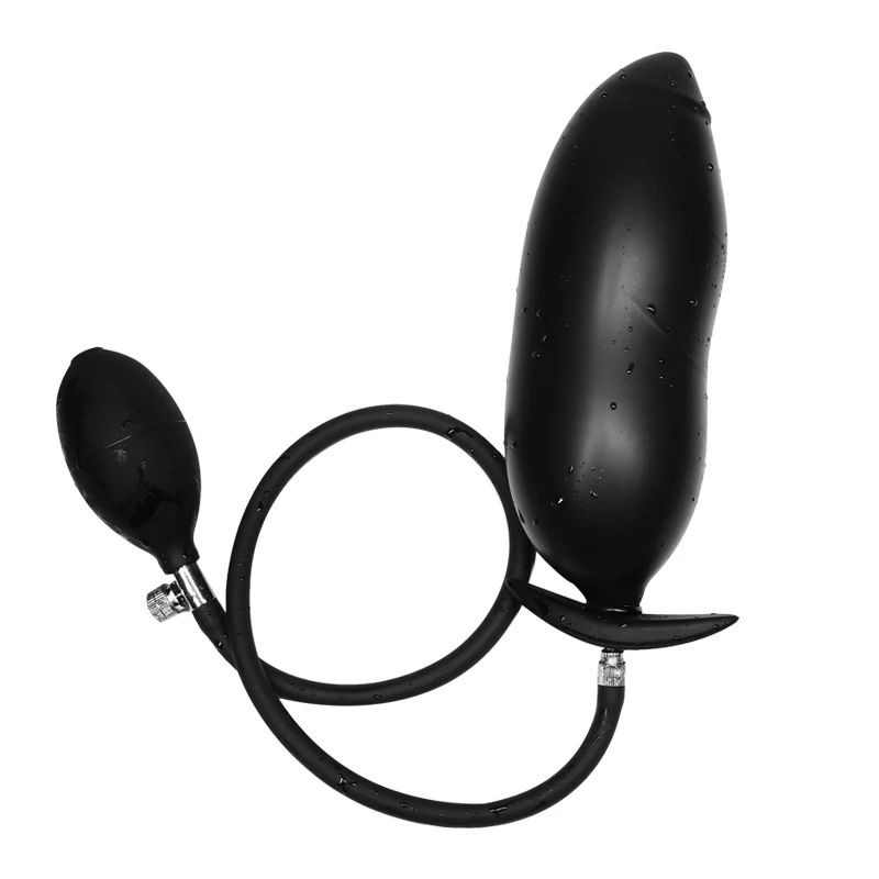 Adult Silicone Anal Dildo Butt Plug Toys Black Inflatable Big Anus Stimulator for Men and Women Sex Product