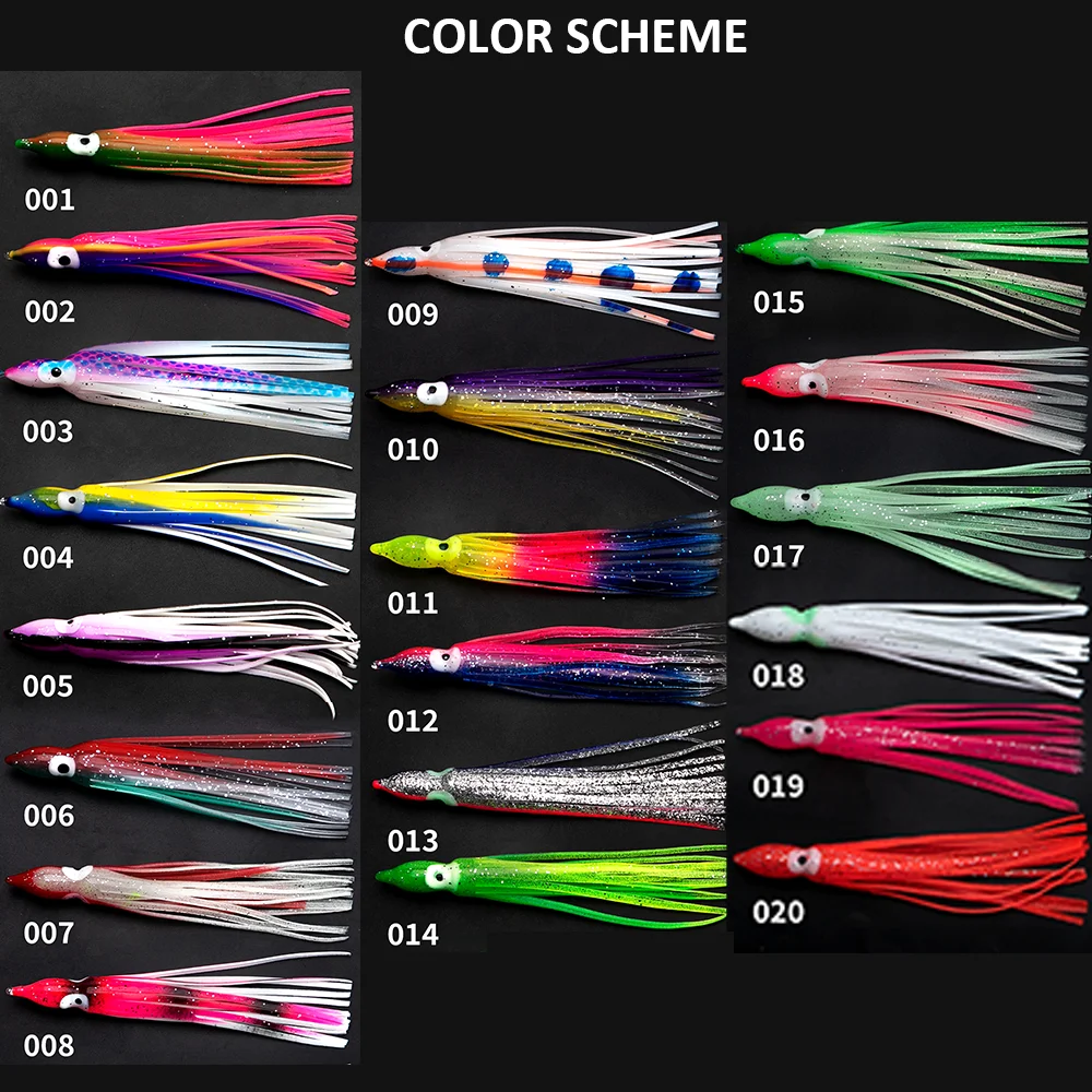 SUPERIORFISHING Squid Skirt Trolling Hoochies Octopus Skirt Luminous Saltwater Fishing Lures Soft Plastic Bait
