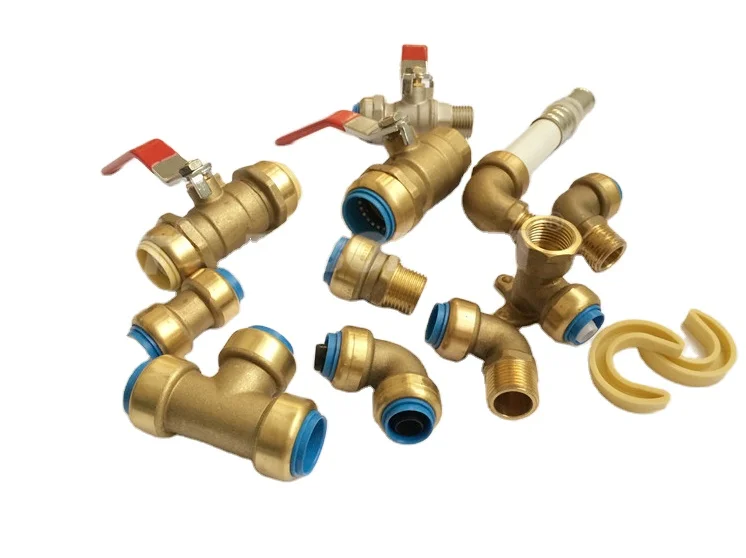 Tubomart plumbing lead free brass Quick Connector shark bites Push-in valve for PEX and PEX-AL-PEX pipe