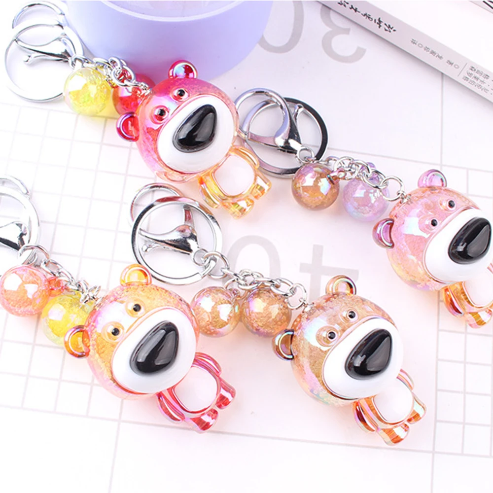 
Super Cute Cracked Bubble Plastic Crystal Acrylic Little Teddy Bear Keychain 