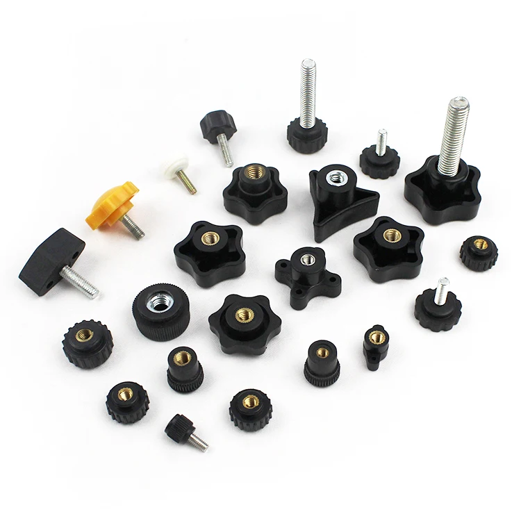 China Factory Furniture Connecting Parts Black Plastic Knob Thumb Screw Nuts Various Lengths