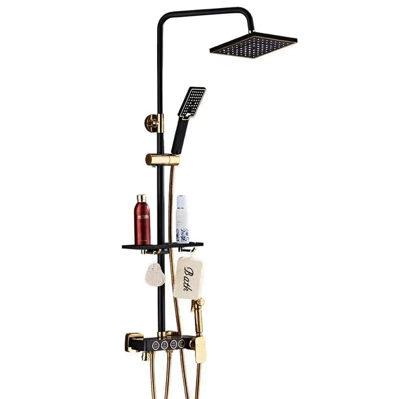 China Matt Black gold Rainfall Shower Set with 4 Levels Digital Keypad