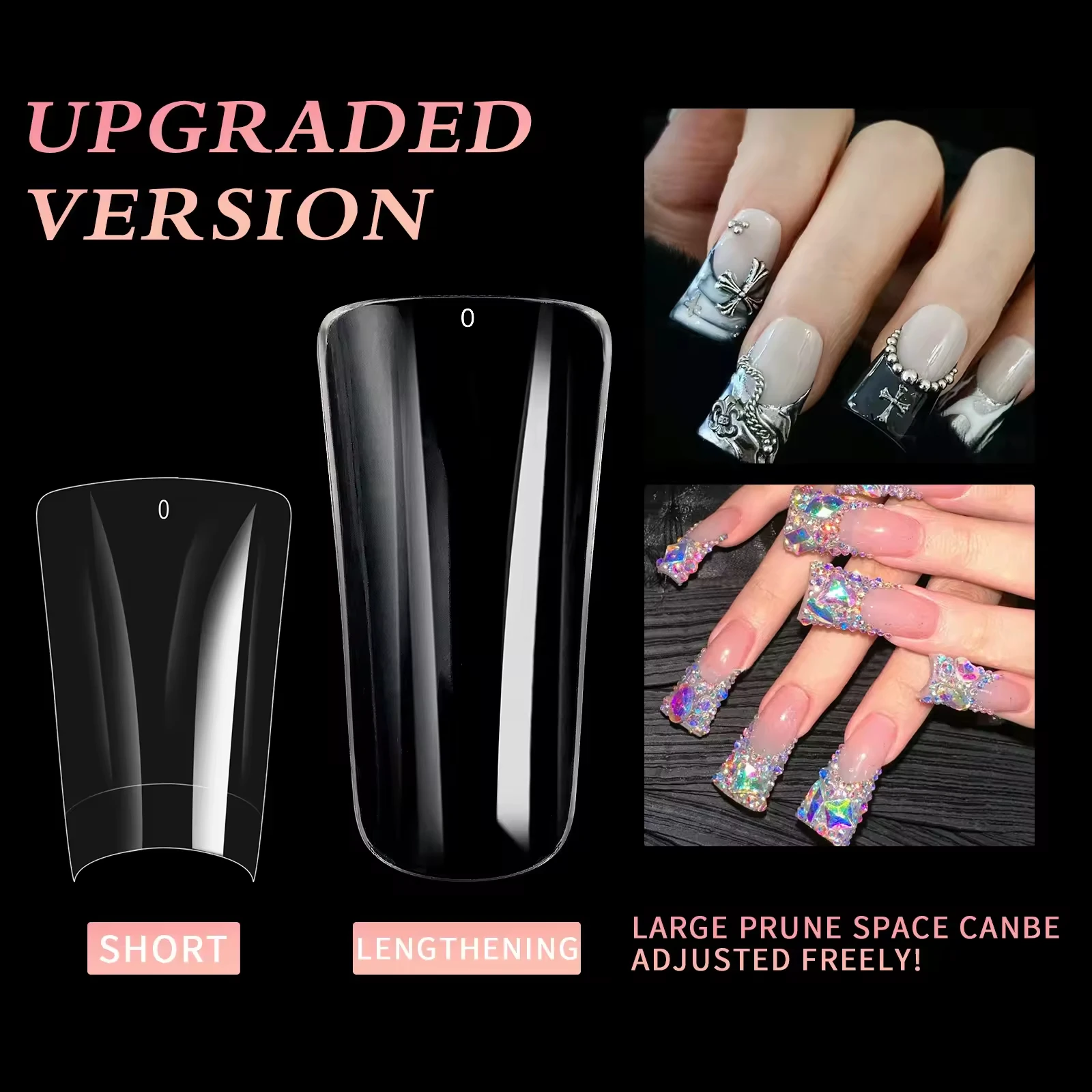 500pcs Duck Flare Finger False Nail Extension French Acrylic Capsule Half Cover Long Duck Tip Artificial Nails