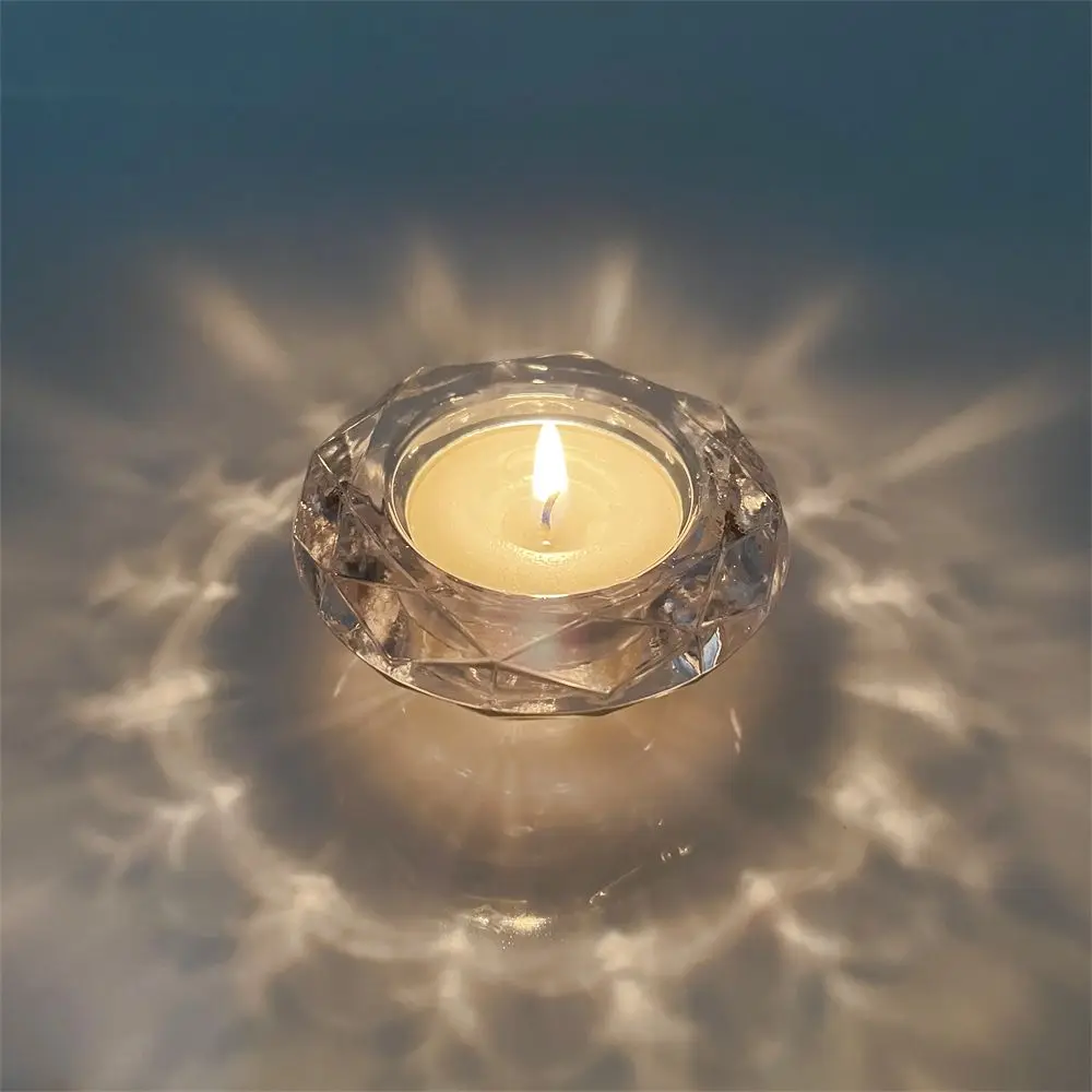 Wholesale Crystal Containers Decorative Round Small Mini Glass Candle Holder for Tealight Candles