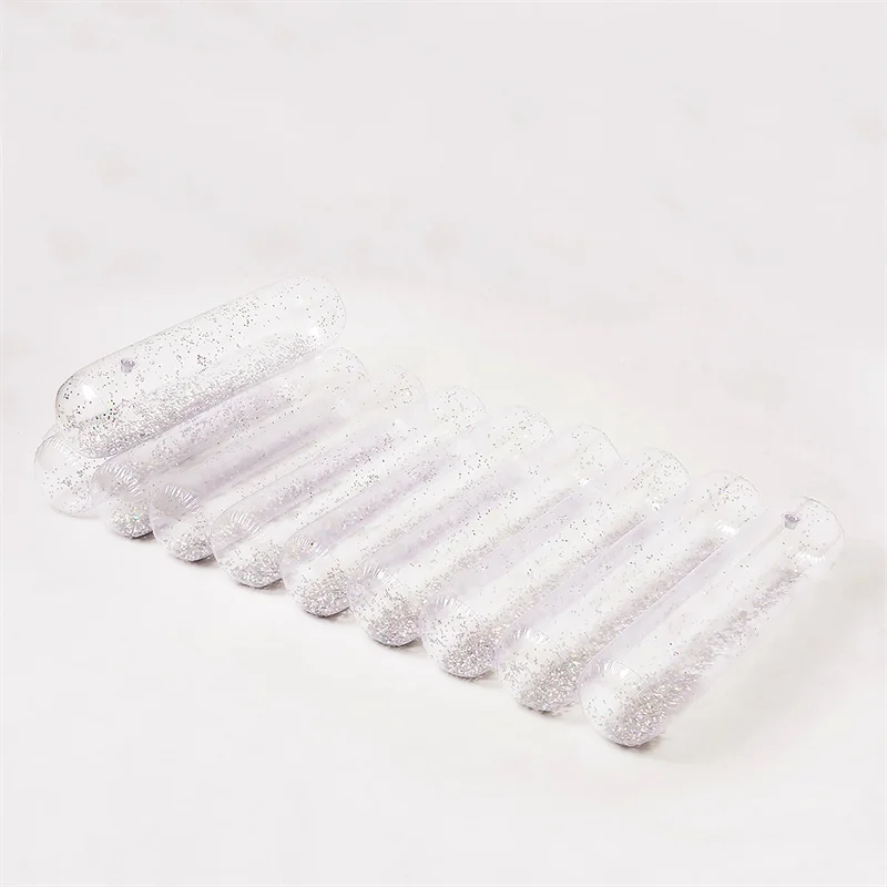 Hot selling summer outdoor beach pvc inflatable pool air tubes float lounge with glitter Fun Pool Accessory Portable Tube