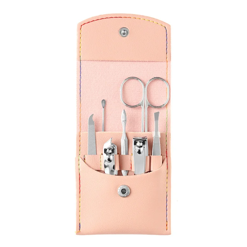 Cheaper Portable 7pcs Finger Nails Manicure Set Personal Care Grooming Tools Kits for Gifts