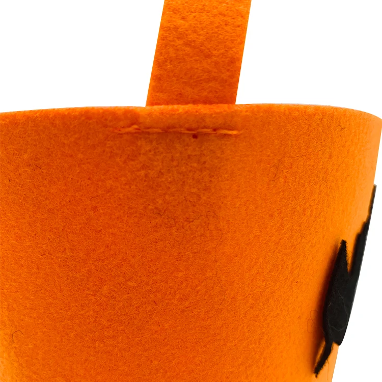 OEM Custom Cute Halloween Felt Pumpkin Gift Bucket Candy Basket
