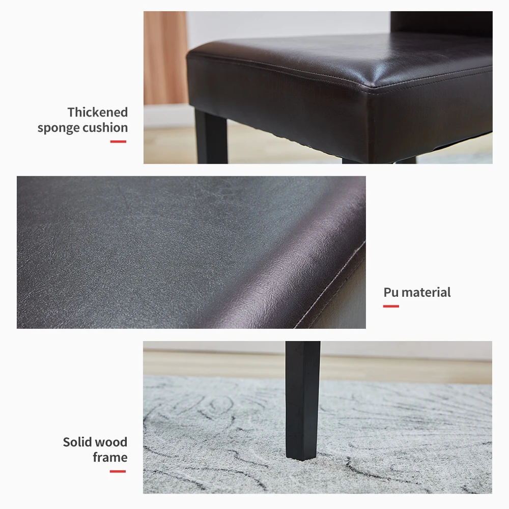 High Quality hotel Upholstered Dining Chair Kitchen PU Leather Padded Chair Solid Wood Frame Dining Room Furniture Dining Chair