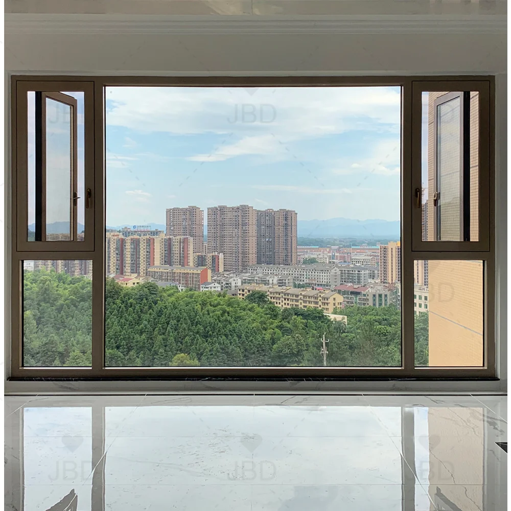 JBDhome Newest Design Customized Ultra Thin Double Glazed Waterproof and Soundproof Aluminum Casement Windows