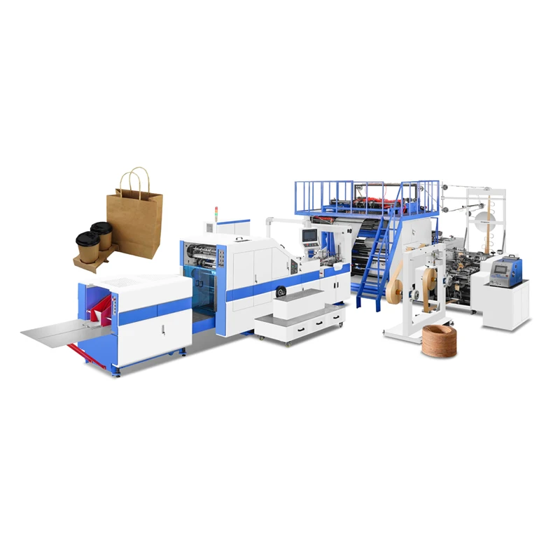Fully Automatic Square Bottom Kraft Food Shopping Handle Rope Paper Bag Making Machinery