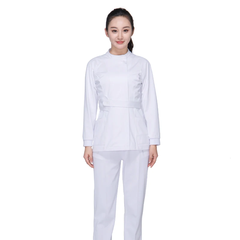 Private hospital high-end nurse uniform fashionable maternity  nurse white uniform designs in stock uniformes
