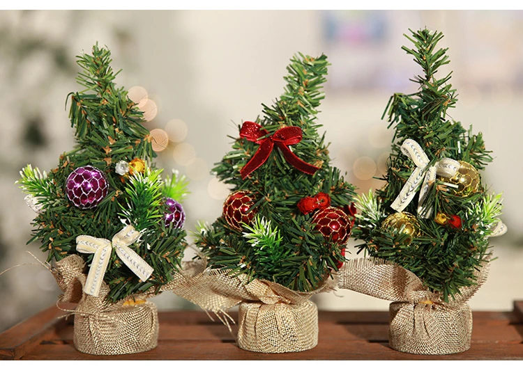 2022 Small Christmas Tree Ornaments Mini Xmas Tree Desktop Decor Pine Cone Desk Ornament Christmas Home Festival Supplies