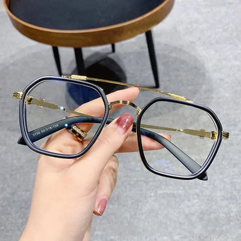 Blue Light Blocking Fashion High-end Glasses Men Optical Clear Glasses Black Square Frame Eyeglasses Anti-radiation