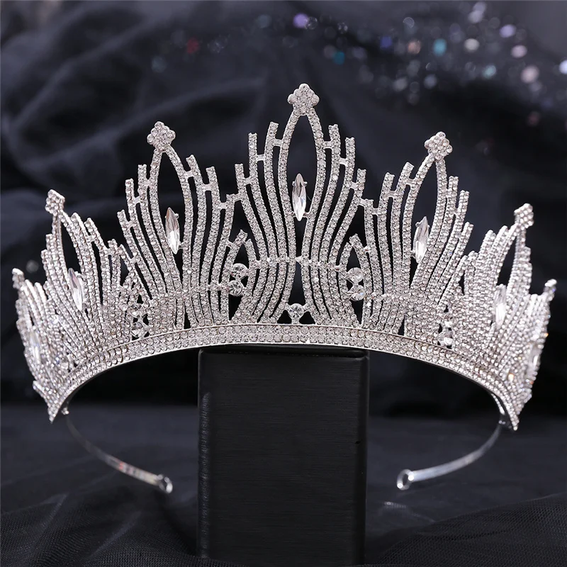 Geometric Rhinestone Birthday Headband Headdress Wedding Tiaras and Crown Bridal Metal Crowns For Women