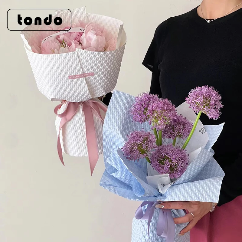 korean paper50x50cm special three-dimensional embossed art paper flower wrapping long fibered paper bouquet lined with cardboard