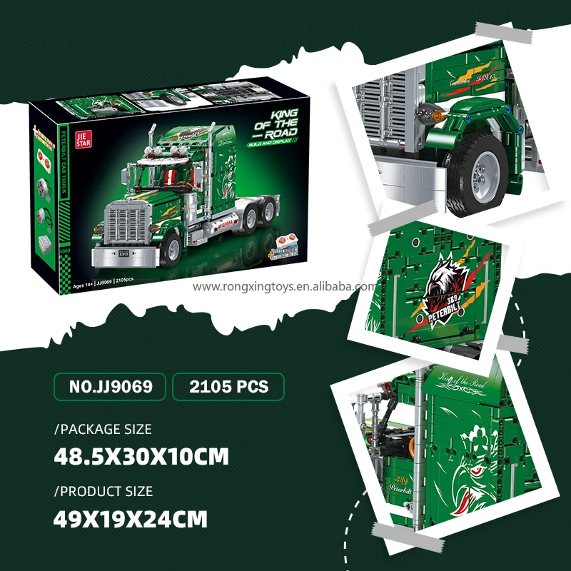 Jie Star jjj9069 2024 новая 389 модель грузовика Peterbilt коллекционный кирпичный Набор для мальчиков подарок Diy грузовик игрушка 2105 шт наборы строительных блоков