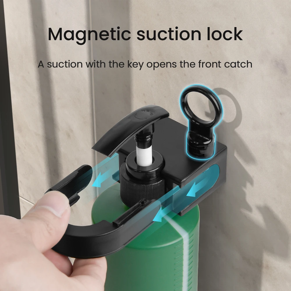 Wall Mounted Luxury Shampoo Conditioner Shower Gel Stainless Steel Magnetic Locks Soap Dispenser Bottle