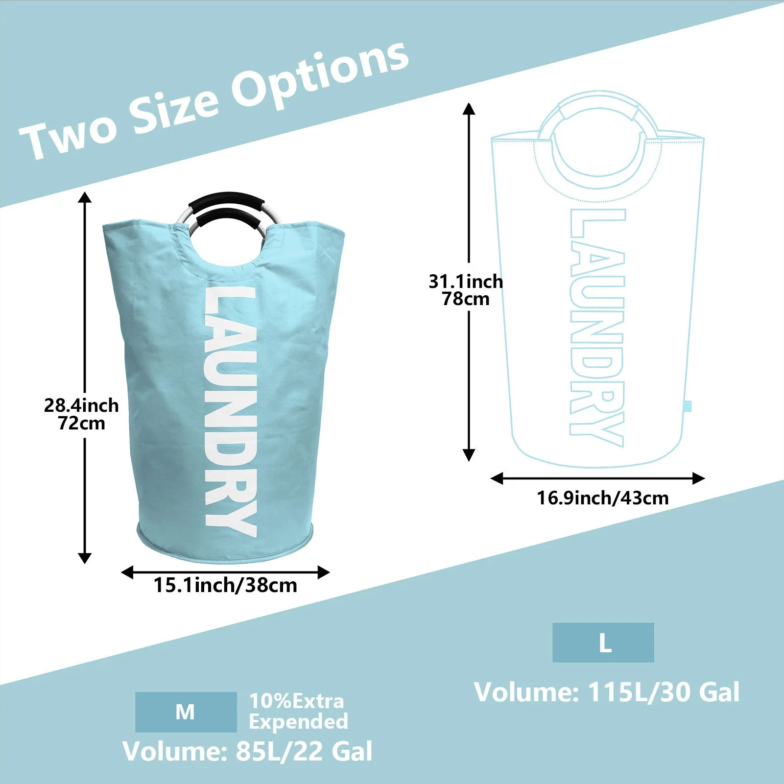 Wholesale 2024 New 90L Household Fabric Foldable Laundry Bag Portable Aluminum Handle Oxford Cloth Laundry Storage Basket