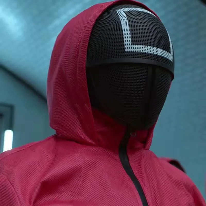 Новый стиль Горячая Распродажа кальмар игры красный комбинезон с вуалью костюмы для мужчин