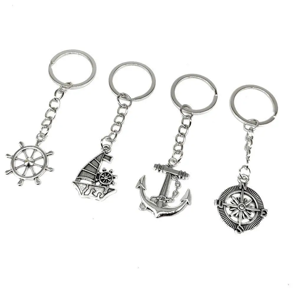 Hot Sale Cool Earth Rocket Metal Keychain  anchor key chain  London Bus Keychain for Boys