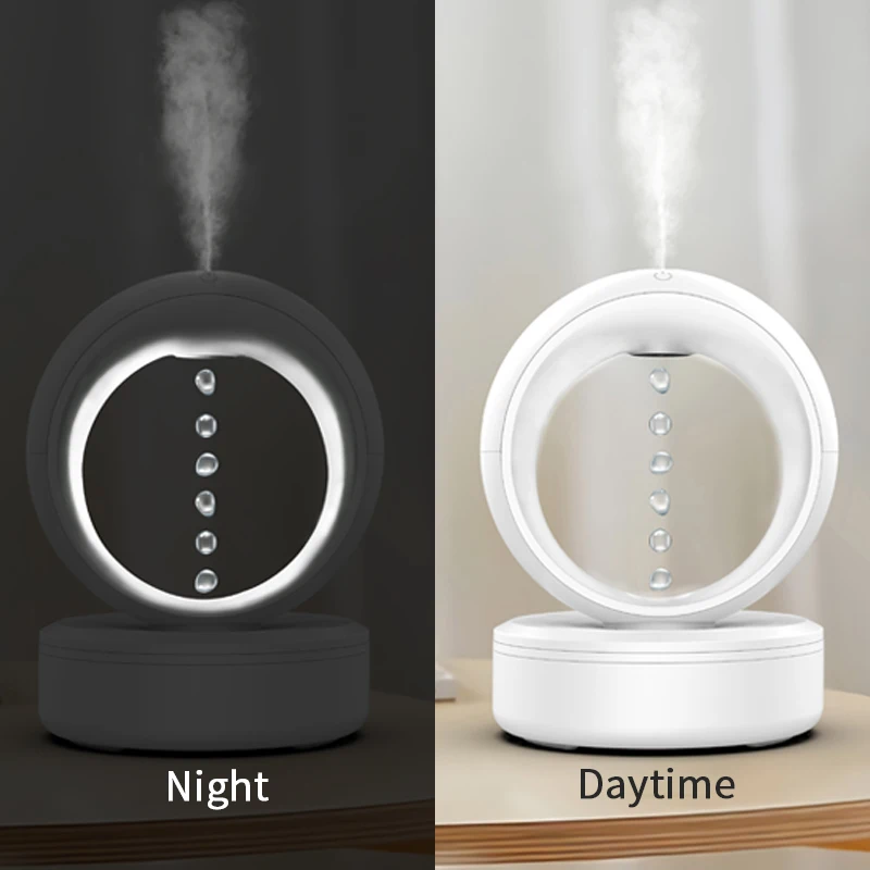 OEM CE ROHS Bedroom Desktop Electric 680ml Cool Mist Ultrasonic Backflow Water Drops Anti Gravity Humidifier
