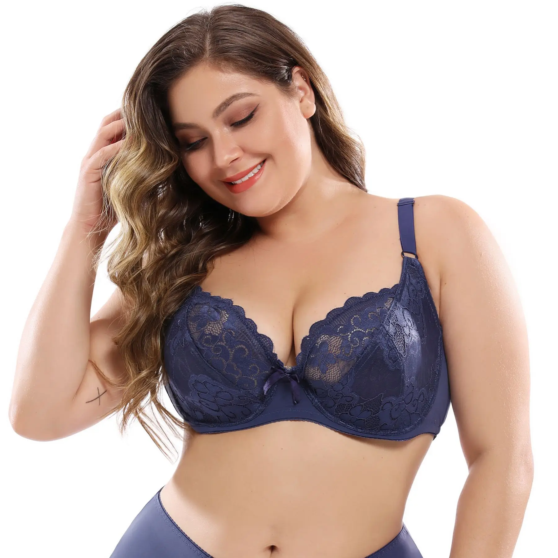 Customized Wholesale High Quality Girl Big Plus Size Bra For Big Women Sexy Lace Lingerie