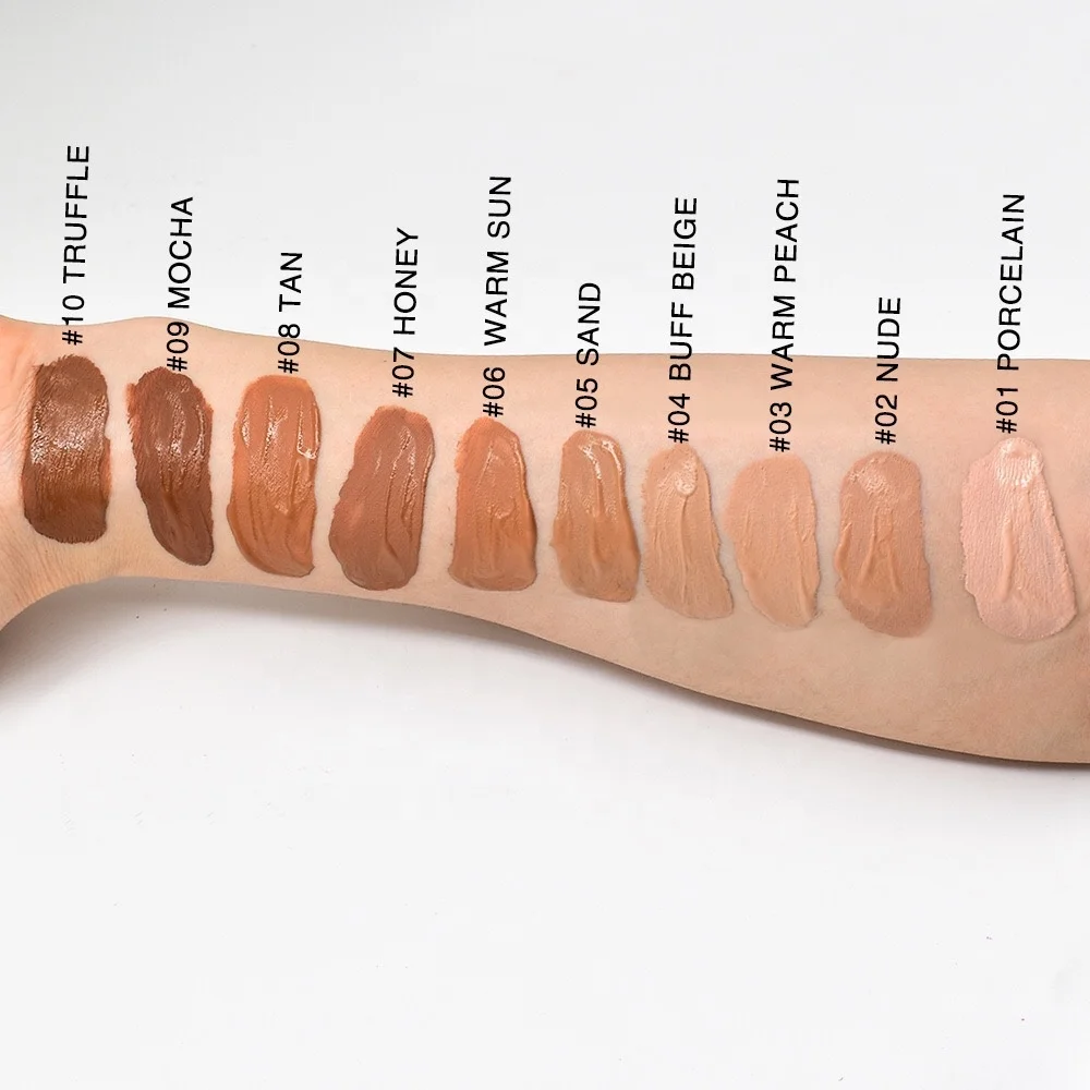 Waterproof 10 Colors Liquid Foundation For Dark Skin Makeup Private Label