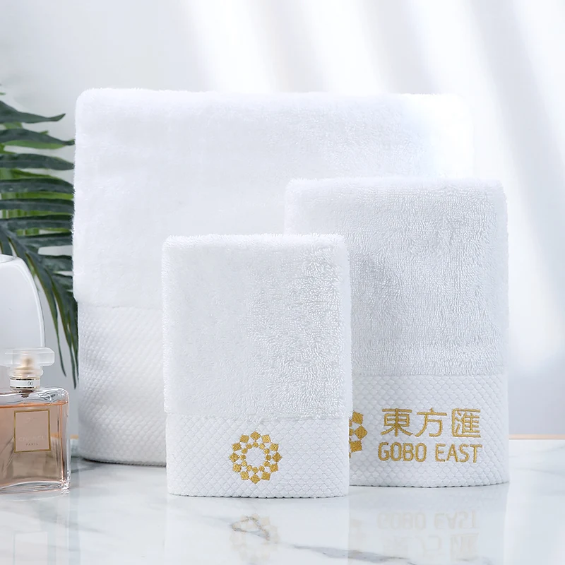 Wholesale 100% cotton white hotel bath towel 5 star hotel bath towel set