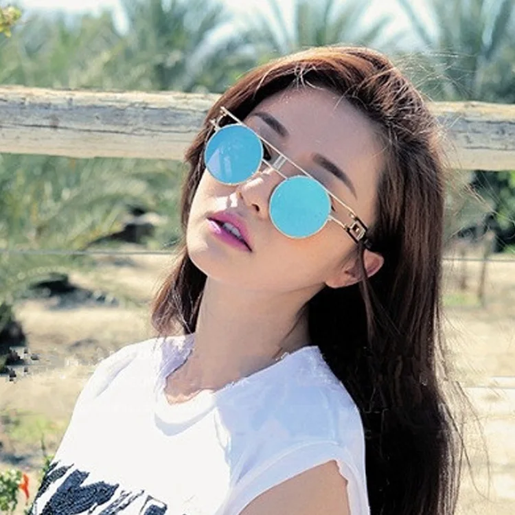 High quality fashion sunglasses Dazzling reflective Punk Retro sunglasses for women UV400
