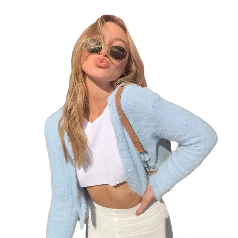 
Factory Direct Sales Round Neck Long Sleeve Women Crochet Cardigan 