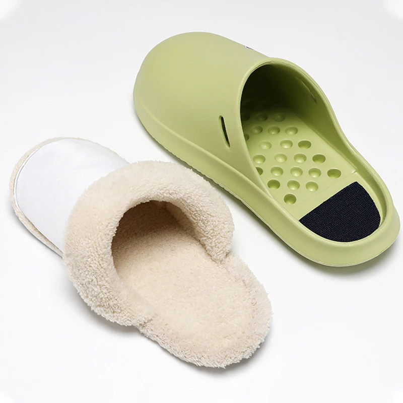 2023 Winter two-fold Furry Platform Sandals Flat Faux Fur Slides Slippers For Women Men