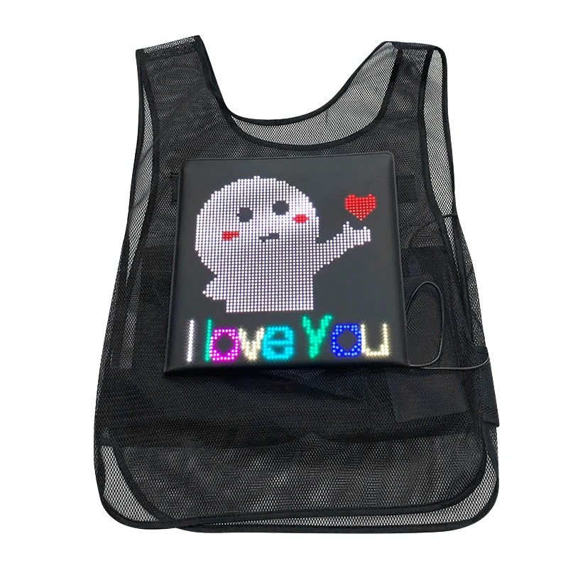 LED Vest With Full Color LED Panel Flashing Display Custom Text Pattern Animation Images Walking Advertising Vest Led Jacket