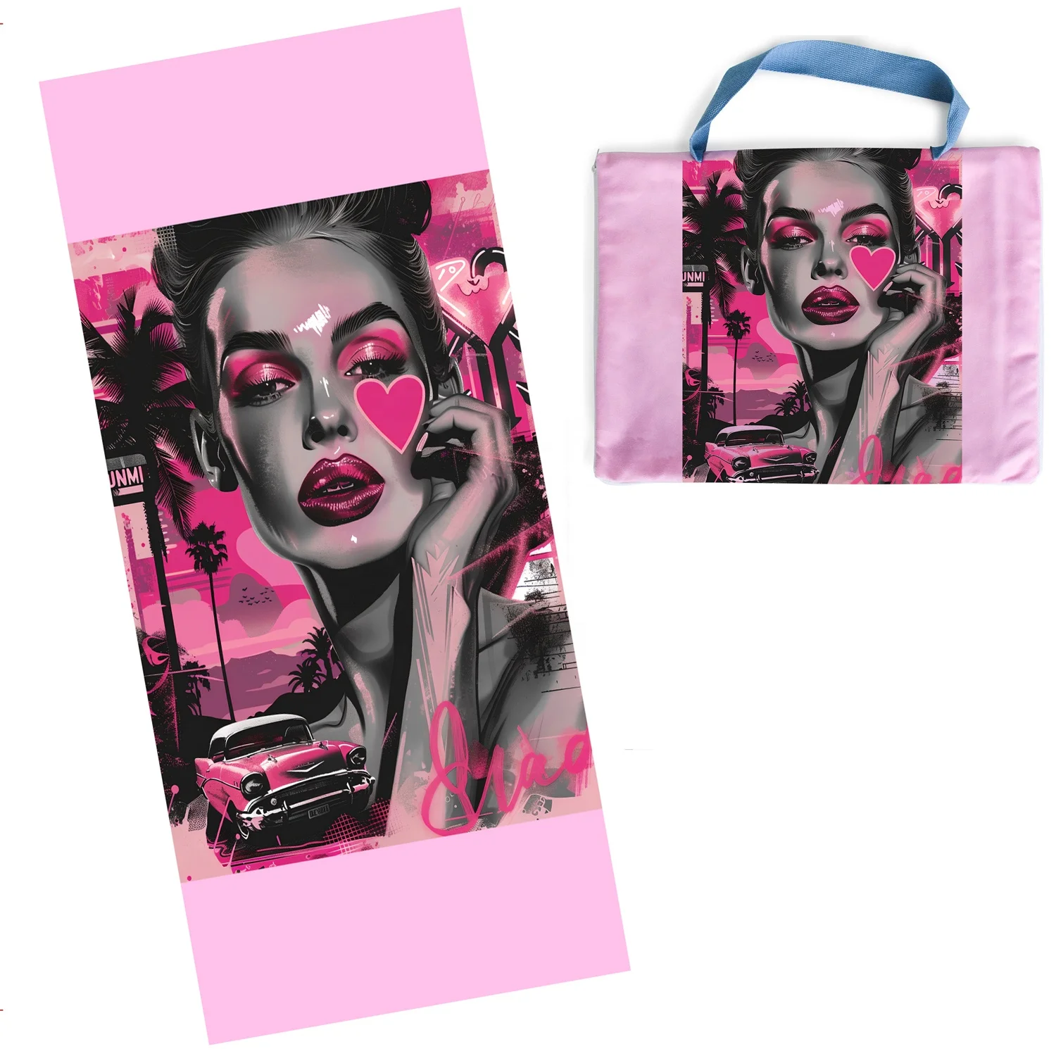 Eastsunshine RPET Microfiber swim travel blanket towel with storage bag custom cartoon printed fast dry beach towels portable