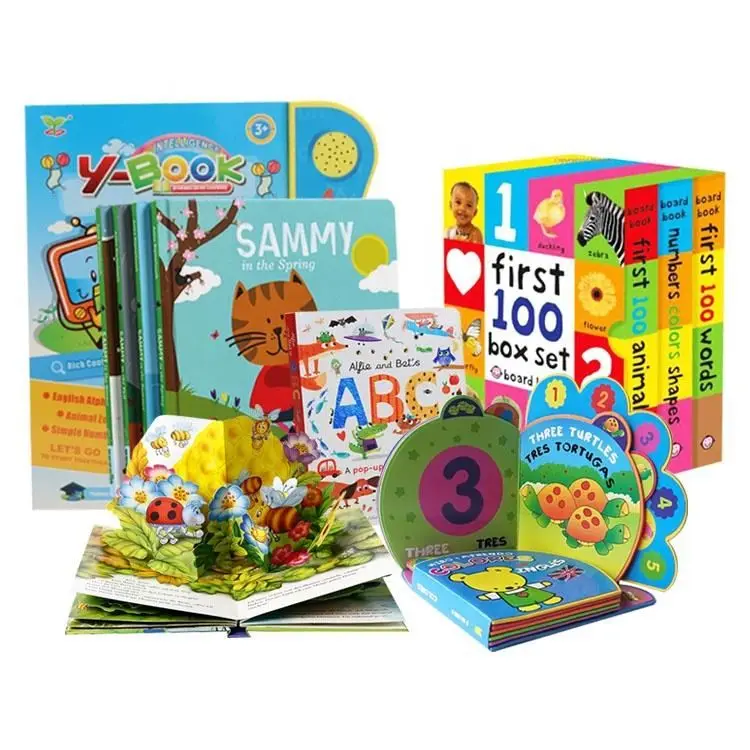 custom  cloth coloring board hardcover sound softcover decorative pop up montessori busy children book printing with box