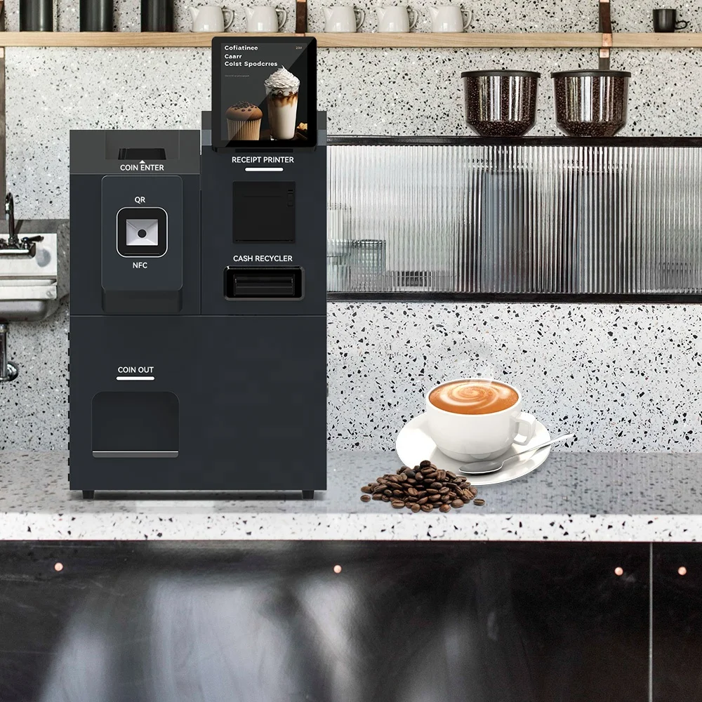 Self-service printing report terminal kiosk for coffee shop