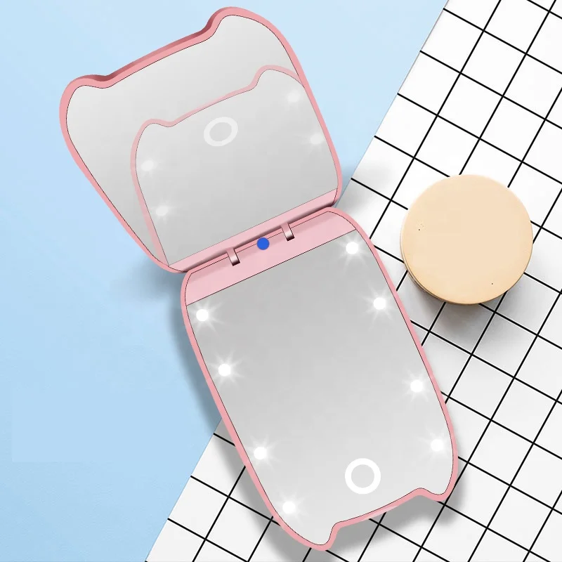 Magnification 3.5 inch Folding 2-Sided Handheld Mirror Pocket Portable Compact LED Lighted Travel Makeup Mirrors