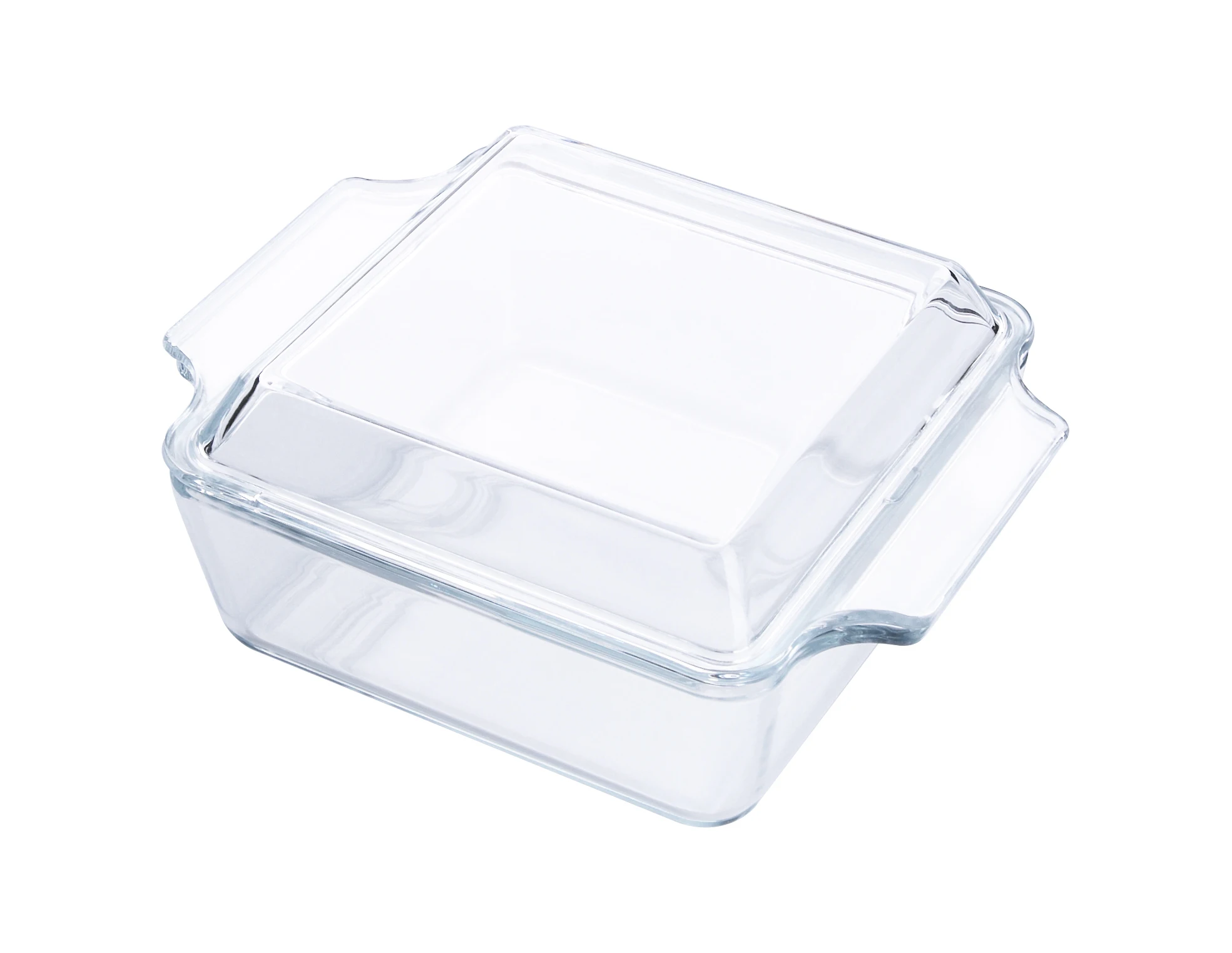 1L Clear Square Heat Resistant Borosilicate Tempered Glass Casserole Baking Pot with Glass Cover