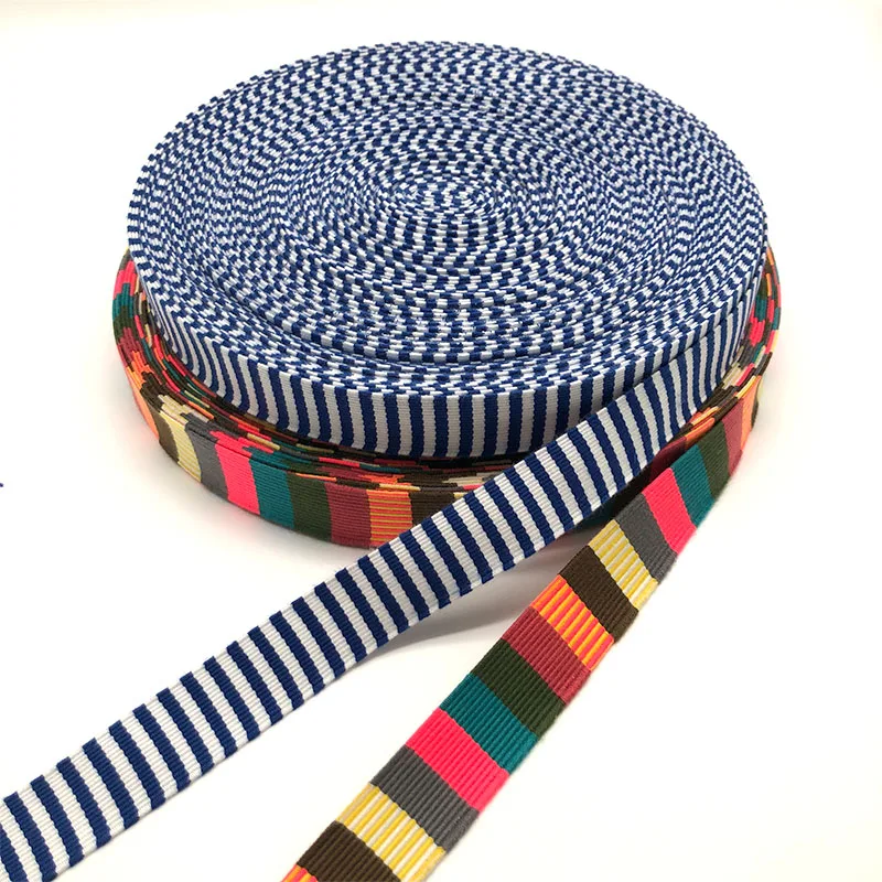 factory custom Low MOQ Printed Woven Cotton Twill herringbone Thermal Nylon Dye Sublimation Silk Printing Rainbow bag Webbing