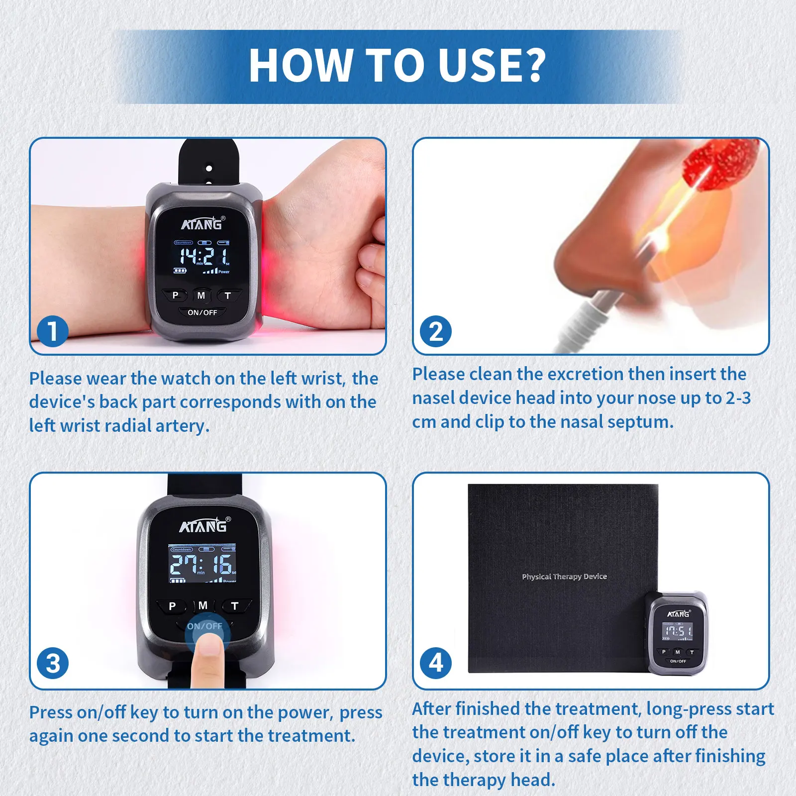 LLLT Laser Wrist Smart Watch Physical Therapy Equipment for Diabetes Blood Pressure & Hypertension Reduction Patch Type