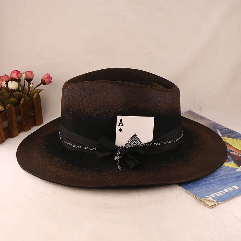Высококачественная Мужская и женская фетровая шляпа-ковбойка для женщин в западном стиле аксессуар костюма ковбоя взрослых