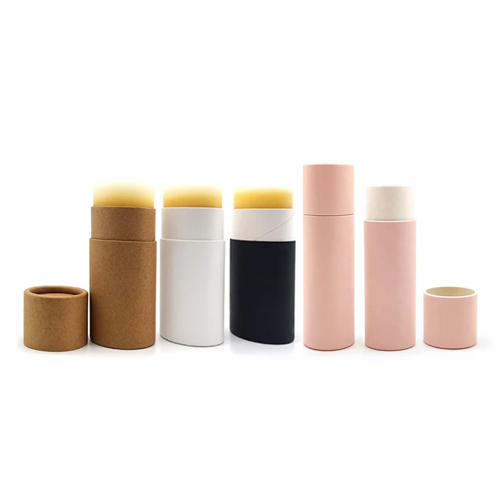 Экологичная трубка из крафт-бумаги с эффектом пуш-ап для бальзама для губ, картонная косметическая упаковка