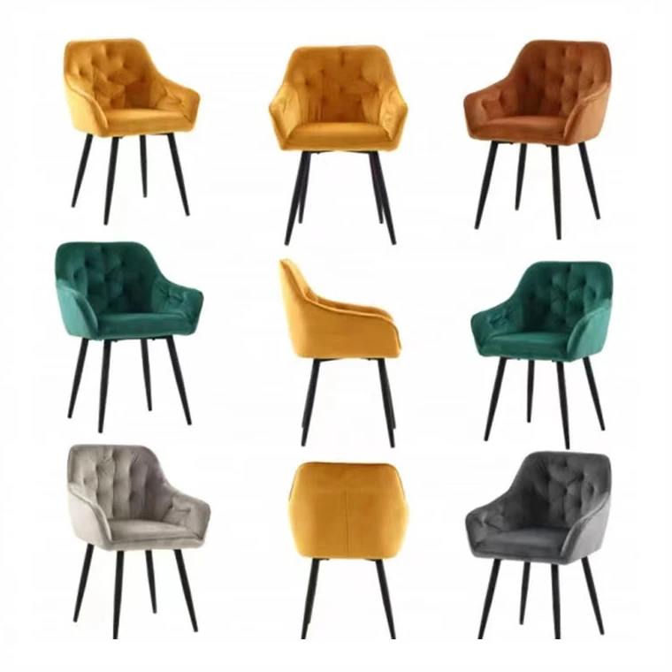 Wholesale New Design Comfortable Restaurand Dine Chair Fabric Velvet Dining Room Furniture Arm Chair