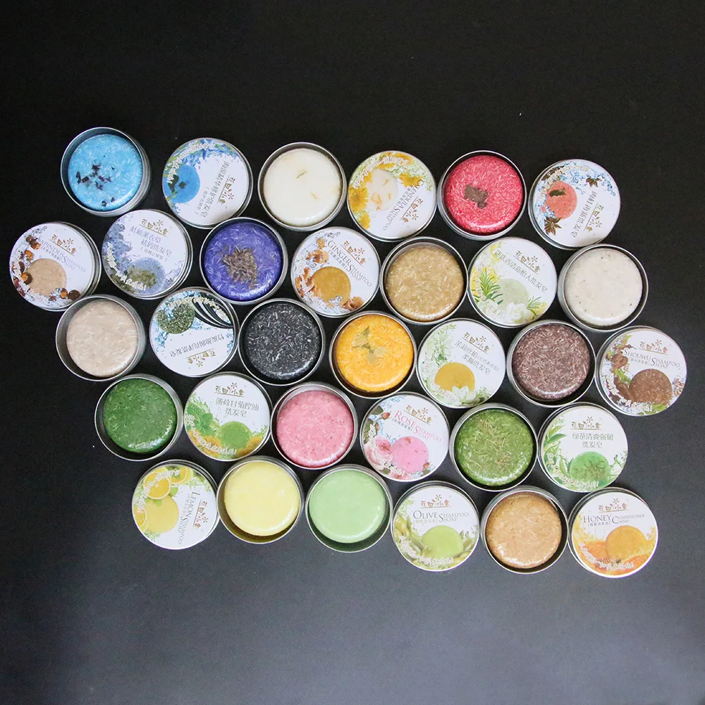 Wholesale Private Logo Handmade Hair Soap 60g Box Conditioner Bar Organic Ginger Hair Darkening Shampoo Bars