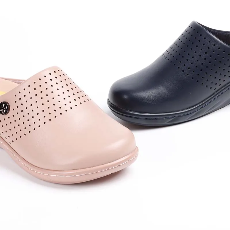 Breathable Hole Casual Women Wedge Slippers Comfortable Insole Round Toe Wedge Mules Shoes Daily Wear Dating Half Shoes