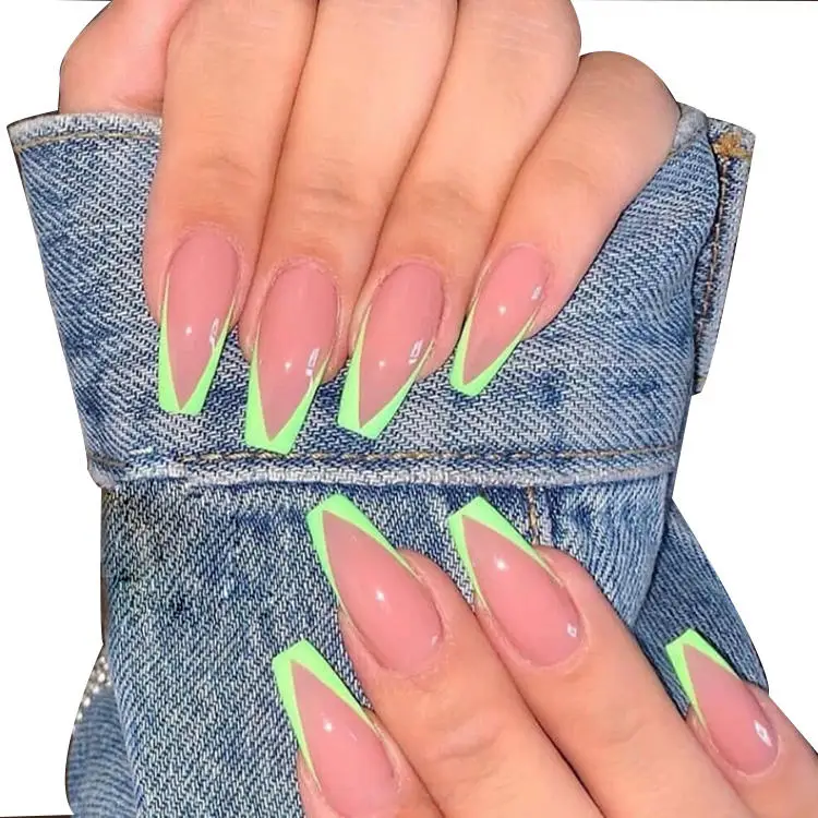 Nail Art Fashion ABS Coffin False Nails Custom Press On Long Artificial Nails