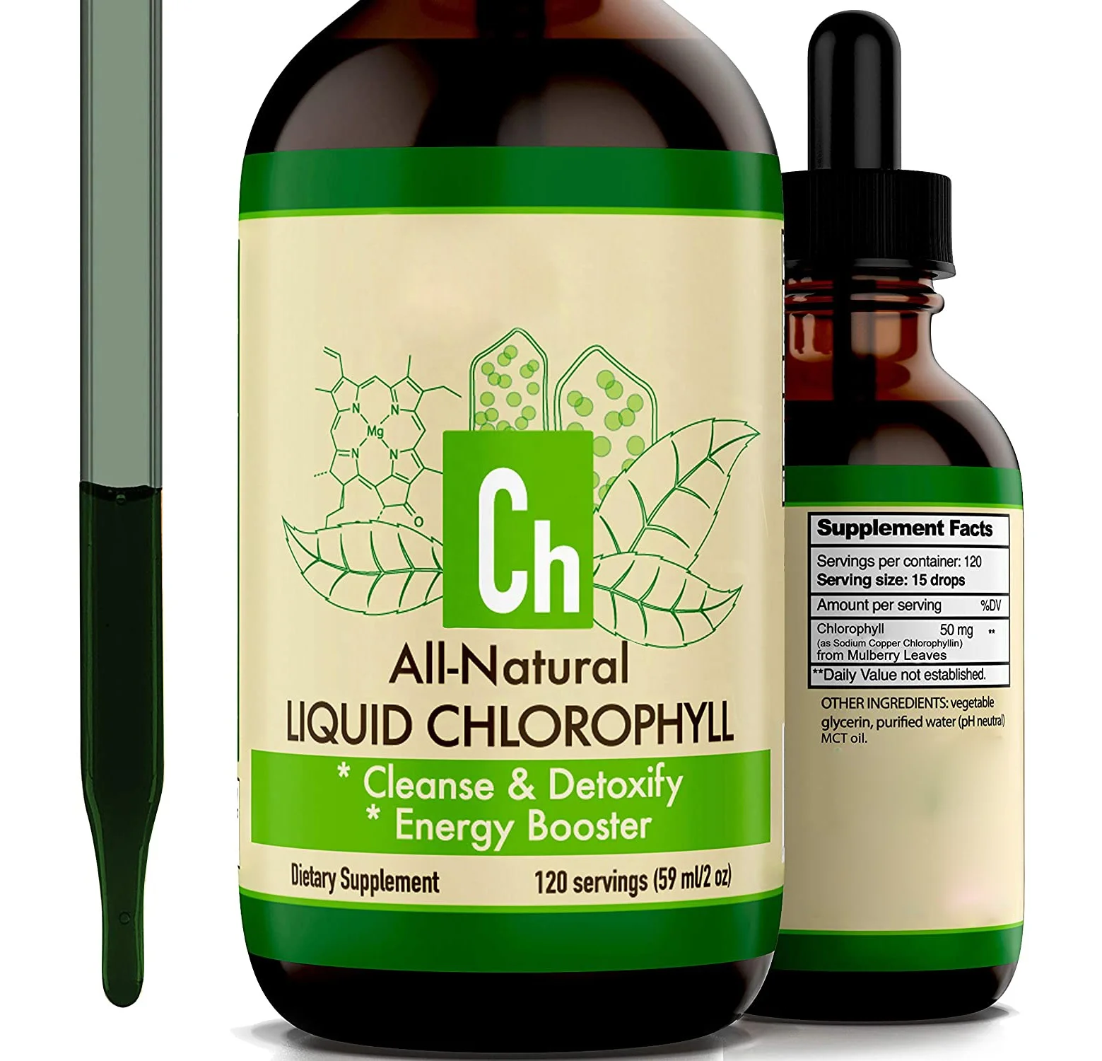 Оптовая продажа, упаковка на заказ, жидкий хлорофилл, капли, 100% внутренний дезодорант, ударная нагрузка 60 мл