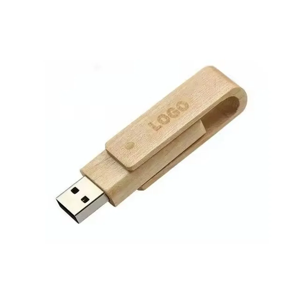 Wooden Flash Drives Full Capacity Wood Rotary Flash Drive 64 GB Waterproof Twist USB Memory Stick