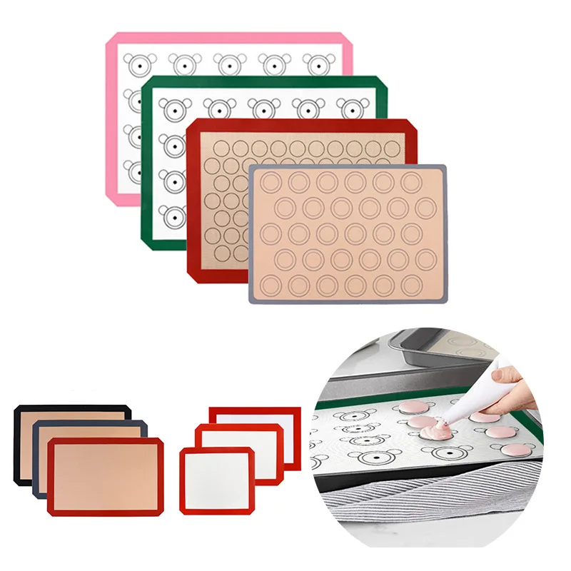 
Food grade baking high temperature resistant glass fiber silica gel baking tray macaron mat baking silica gel baking mat 