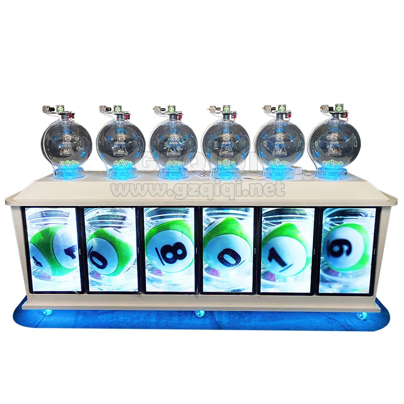 Multy cylinder 6D lottery machine with 6 sphere charmbers for picking 6 game